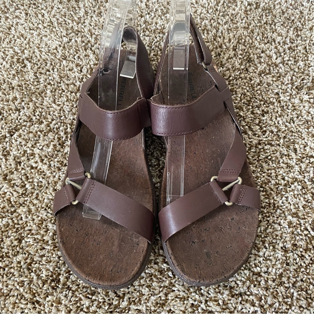 Merrell Brown Leather Strap Women's Sandals
